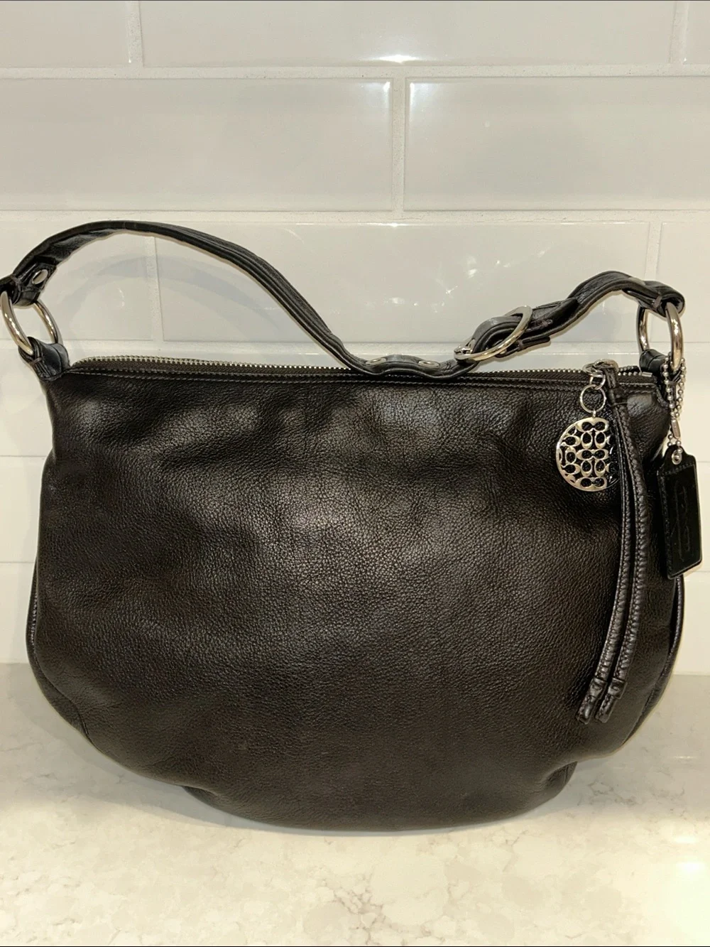 COACH 13655 Ali Hobo black leather shoulder bag